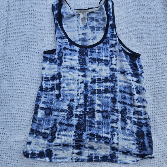 Lucky Brand Juniors Size Small Top Shirt Tank Top No Sleeves Blue White - Picture 1 of 3